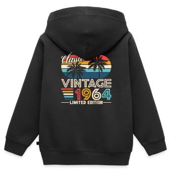 1964: Zeitlose Eleganz - Kinder Premium Organic Zip Hoodie - Schwarz - Hinten - AI Model Kid Male (0cm)