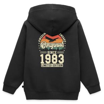 1983 - Zeitlose Eleganz - Kinder Premium Organic Zip Hoodie - Schwarz - Hinten - AI Model Kid Male (0cm)