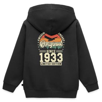 1933: Zeitlos legendär - Kinder Premium Organic Zip Hoodie - Schwarz - Hinten - AI Model Kid Male (0cm)