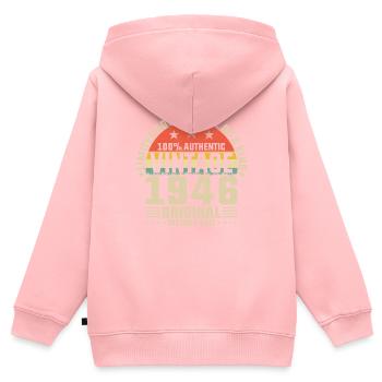 Anniversaire 78 ans Millésime 1946 - Sweat Premium à capuche zippé enfant bio - rose - Dos - AI Model Kid Female (0cm)