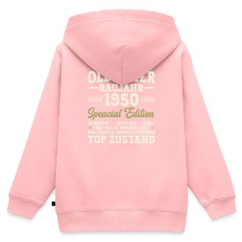 Anniversaire vintage des années 1950 - Sweat Premium à capuche zippé enfant bio - rose - Dos - AI Model Kid Female (0cm)