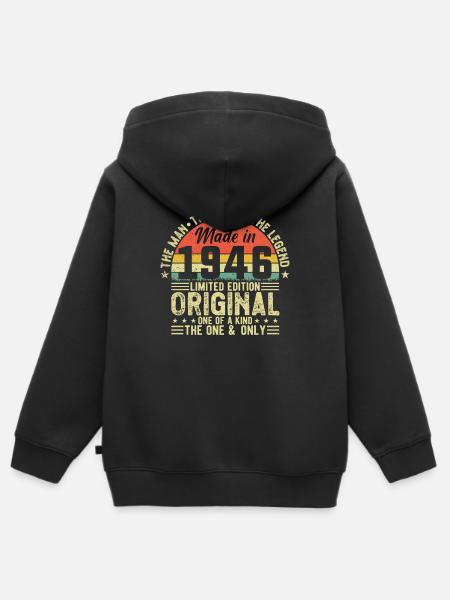 Jahrgang 1946 Geburtstag - Hoodie Premium med dragkedja barn ekologisk - svart