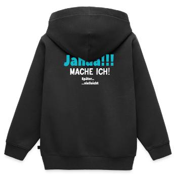 Verspäteter Ehrgeiz - Kinder Premium Organic Zip Hoodie - Schwarz - Hinten - AI Model Kid Male (0cm)