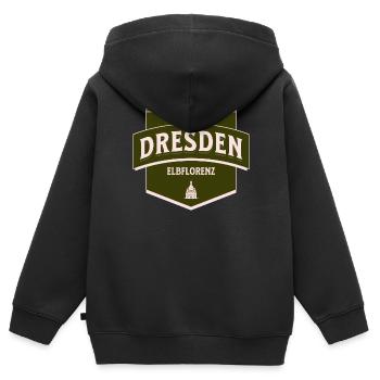 Dresde Florence sur l’Elbe : armoiries municipales pleines de charme - Sweat Premium à capuche zippé enfant bio - noir - Dos - AI Model Kid Male (0cm)