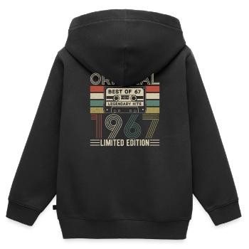 Geboren Legenden '67 - Kinder Premium Organic Zip Hoodie - Schwarz - Hinten - AI Model Kid Male (0cm)