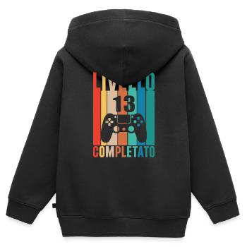 Stufe 13 - Kinder Premium Organic Zip Hoodie - Schwarz - Hinten - AI Model Kid Male (0cm)