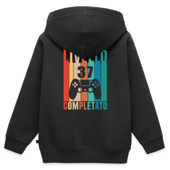 Level 37 - Kids Premium Organic Zip-up Hoodie - black - Back - AI Model Kid Male (0cm)