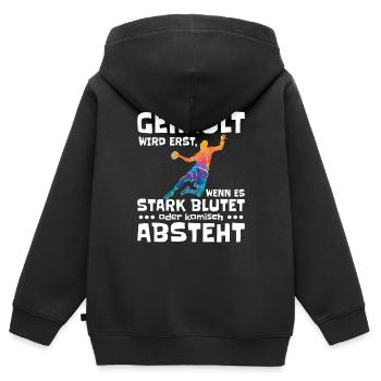 Danse sanglante du handball - Sweat Premium à capuche zippé enfant bio - noir - Dos - AI Model Kid Male (0cm)