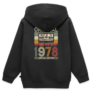 Nostalgie d’anniversaire '78 - Sweat Premium à capuche zippé enfant bio - noir - Dos - AI Model Kid Male (0cm)