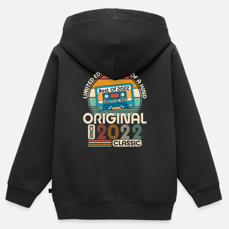 Voyage dans le temps pour le 2e anniversaire 2022 - Sweat Premium à capuche zippé enfant bio - noir