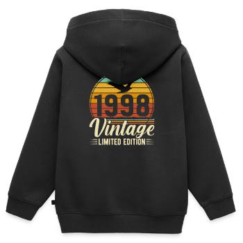 1998 Geburtstagsgeschenk 1998 Jahrgang 1998 Geschenk - Kinder Premium Organic Zip Hoodie - Schwarz - Hinten - AI Model Kid Male (0cm)
