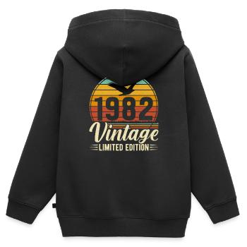 Zeitreise 1982 - Nostalgie und Erinnerungen - Kinder Premium Organic Zip Hoodie - Schwarz - Hinten - AI Model Kid Male (0cm)