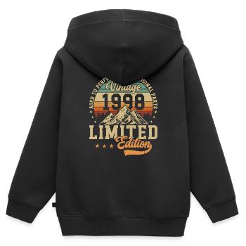 1998 Geburtstagsgeschenk 1998 Jahrgang 1998 Geschenk - Kinder Premium Organic Zip Hoodie - Schwarz - Hinten - AI Model Kid Male (0cm)