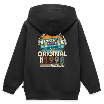 1998 Geburtstagsgeschenk 1998 Jahrgang 1998 Geschenk - Kinder Premium Organic Zip Hoodie - Schwarz - Hinten - AI Model Kid Male (0cm)