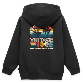1998 Geburtstagsgeschenk 1998 Jahrgang 1998 Geschenk - Kinder Premium Organic Zip Hoodie - Schwarz - Hinten - AI Model Kid Male (0cm)