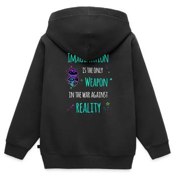 Imagination Vorstellungskraft - Kids Premium Organic Zip-up Hoodie - black - Back - AI Model Kid Male (0cm)