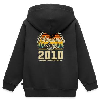 Vintage 2010 Birthday Celebration - Kinder Premium Organic Zip Hoodie - Schwarz - Hinten - AI Model Kid Male (0cm)