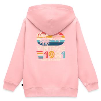 Vintage Legend 1981 - Kinder Premium Organic Zip Hoodie - Rosa - Hinten - AI Model Kid Female (0cm)