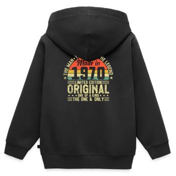 Vintage 1970 Birthday Celebration - Kinder Premium Organic Zip Hoodie - Schwarz - Hinten - AI Model Kid Male (0cm)