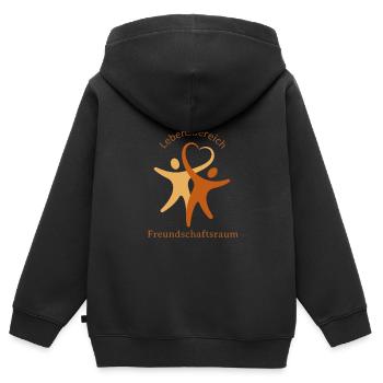 Hier Ist Mein Lebensbereich Freundschaft - Kinder Premium Organic Zip Hoodie - Schwarz - Hinten - AI Model Kid Male (0cm)