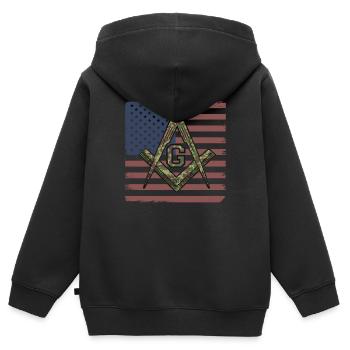 Drapeau américain maçon maçon maçon camouflage franc-maçon - Sweat Premium à capuche zippé enfant bio - noir - Dos - AI Model Kid Male (0cm)