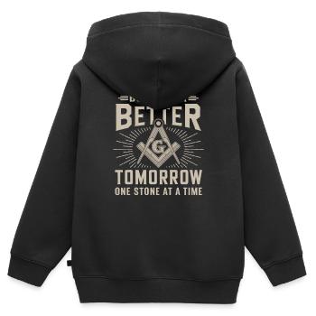 Construire un avenir meilleur La franc-maçonnerie - Sweat Premium à capuche zippé enfant bio - noir - Dos - AI Model Kid Male (0cm)