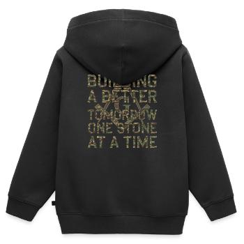 Construire un avenir meilleur Mason Masonic Camo - Sweat Premium à capuche zippé enfant bio - noir - Dos - AI Model Kid Male (0cm)