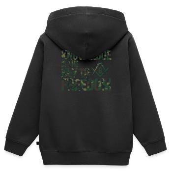 Maçon Maçon Maçon Camo Franc-maçon - Sweat Premium à capuche zippé enfant bio - noir - Dos - AI Model Kid Male (0cm)