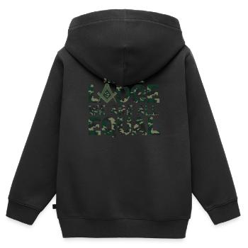 Maçon Maçon Maçon Camo Franc-maçon - Sweat Premium à capuche zippé enfant bio - noir - Dos - AI Model Kid Male (0cm)