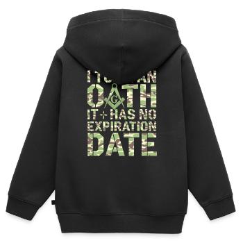 Maçon Maçon Maçon Camo Franc-maçon - Sweat Premium à capuche zippé enfant bio - noir - Dos - AI Model Kid Male (0cm)