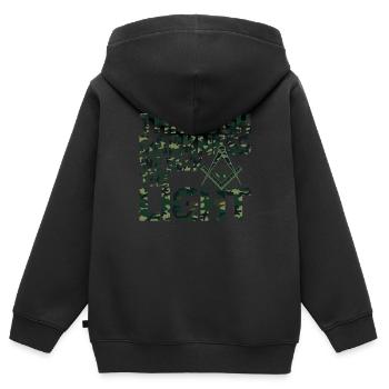 Maçon Maçon Maçon Camo Franc-maçon - Sweat Premium à capuche zippé enfant bio - noir - Dos - AI Model Kid Male (0cm)