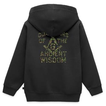 Franc-maçonnerie maçonnique Camo - Sweat Premium à capuche zippé enfant bio - noir - Dos - AI Model Kid Male (0cm)