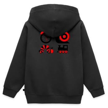 Bébé contrasté - Sweat Premium à capuche zippé enfant bio - noir - Dos - AI Model Kid Male (0cm)