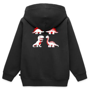 Bébés dinosaures contrastés - Sweat Premium à capuche zippé enfant bio - noir - Dos - AI Model Kid Male (0cm)