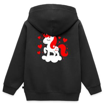 Bébé licorne contrastée - Sweat Premium à capuche zippé enfant bio - noir - Dos - AI Model Kid Male (0cm)