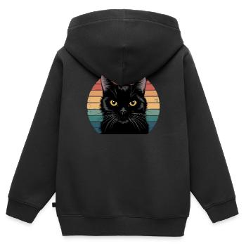 Chat noir - Sweat Premium à capuche zippé enfant bio - noir - Dos - AI Model Kid Male (0cm)