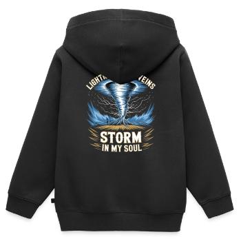 Costume de chasseur de tempête Chasseur de tempête - Sweat Premium à capuche zippé enfant bio - noir - Dos - AI Model Kid Male (0cm)