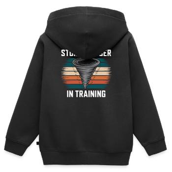 Costume de chasseur de tempête Chasseur de tempête - Sweat Premium à capuche zippé enfant bio - noir - Dos - AI Model Kid Male (0cm)