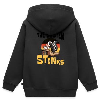 Politik System Stinkt - Kinder Premium Organic Zip Hoodie - Schwarz - Hinten - AI Model Kid Male (0cm)