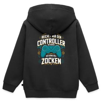 Gamer Gaming Gamer Gaming Noël - Sweat Premium à capuche zippé enfant bio - noir - Dos - AI Model Kid Male (0cm)