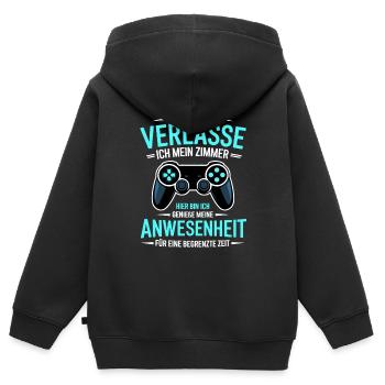 Gamer Gaming Gamer Gaming Noël - Sweat Premium à capuche zippé enfant bio - noir - Dos - AI Model Kid Male (0cm)