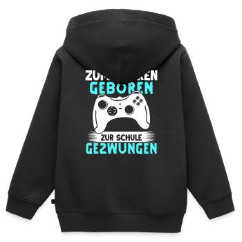 Gamer Gaming Gamer Gaming Noël - Sweat Premium à capuche zippé enfant bio - noir - Dos - AI Model Kid Male (0cm)