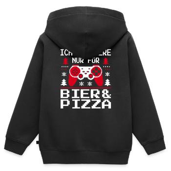Gamer Gaming Gamer Gaming Noël - Sweat Premium à capuche zippé enfant bio - noir - Dos - AI Model Kid Male (0cm)