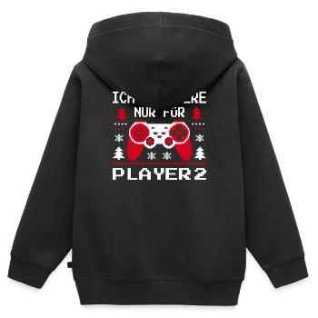 Gamer Gaming Gamer Gaming Noël - Sweat Premium à capuche zippé enfant bio - noir - Dos - AI Model Kid Male (0cm)