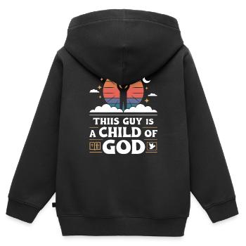Christ Réformé Chrétien Dieu Théologie - Sweat Premium à capuche zippé enfant bio - noir - Dos - AI Model Kid Male (0cm)