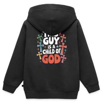 Christ Réformé Chrétien Dieu Théologie - Sweat Premium à capuche zippé enfant bio - noir - Dos - AI Model Kid Male (0cm)