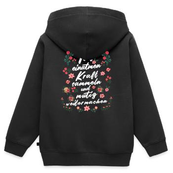 Tief Einatmen Kraft Sammeln Neustart - Kinder Premium Organic Zip Hoodie - Schwarz - Hinten - AI Model Kid Male (0cm)