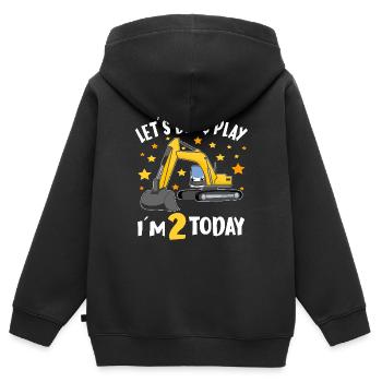 2nd Birthday Boy 2nd Birthday Excavator Driver - Kids Premium Organic Zip-up Hoodie - black - Back - AI Model Kid Male (0cm)