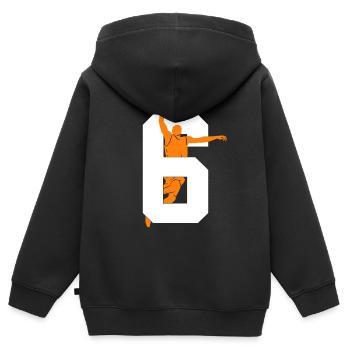 NUMMER 6 BASKETBALL 6. GEBURTSTAG - Kinder Premium Organic Zip Hoodie - Schwarz - Hinten - AI Model Kid Male (0cm)