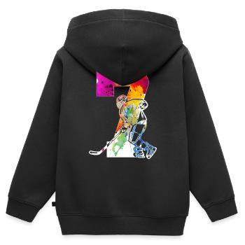 NUMMER 7 EISHOCKEY 7. GEBURTSTAG - Kinder Premium Organic Zip Hoodie - Schwarz - Hinten - AI Model Kid Male (0cm)